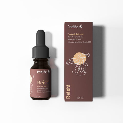 Tinctură de Reishi (Ganoderma lucidum), 40% beta-glucani, 30 mL, Pacific - Pacific-cbd.ro